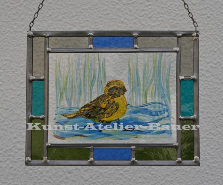 Fensterbild, Girlitz 13 x 18 cm